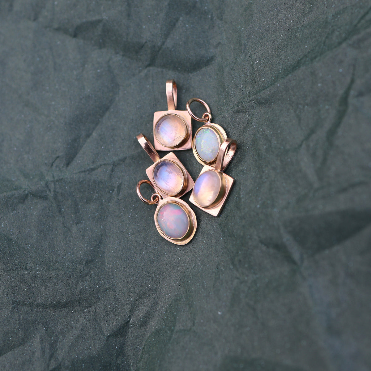 Trace Charm - Australian opal & 10k gold