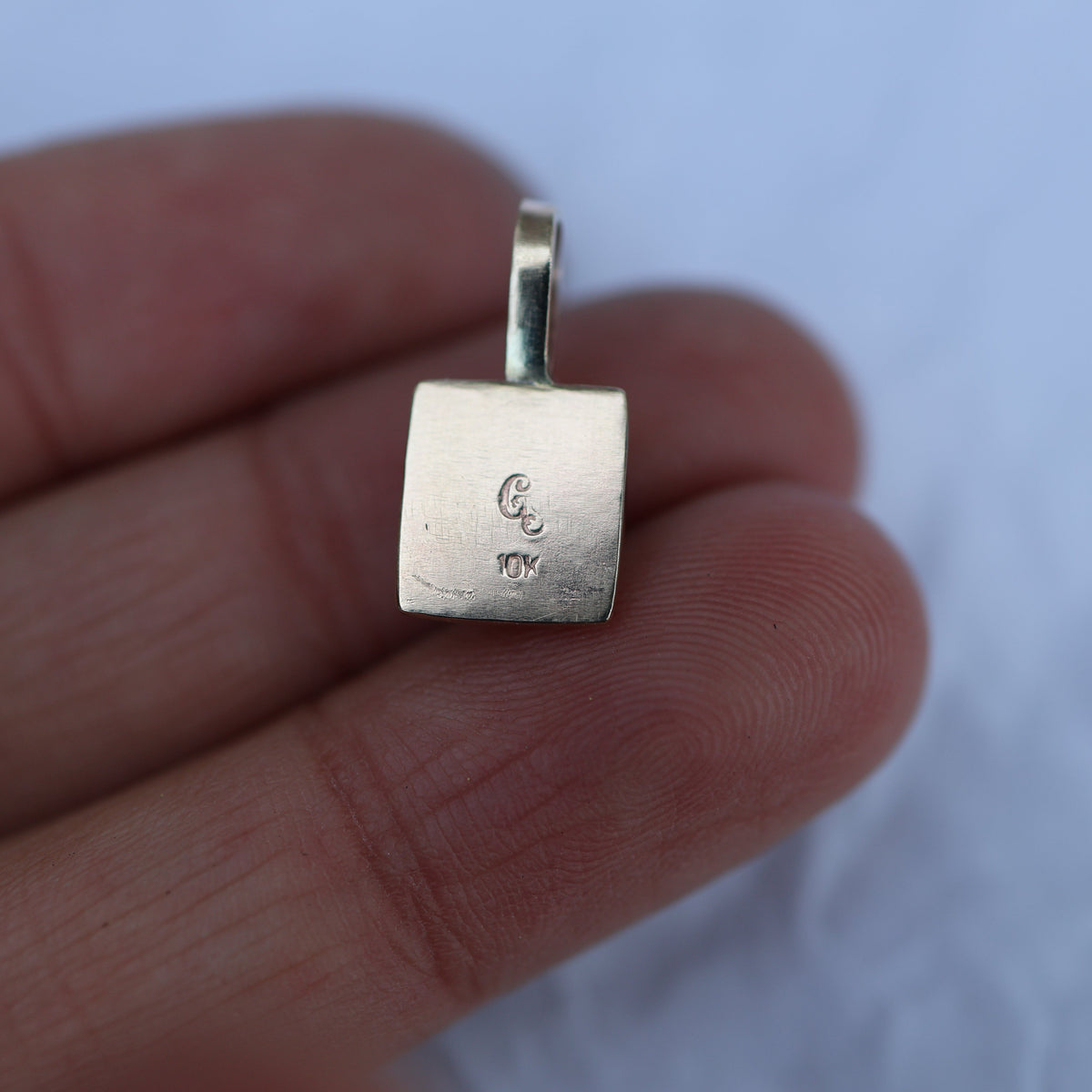 Oval Sugarcube Charm no. 1 - rainbow moonstone and 10k gold