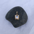 Oval Sugarcube Charm no. 2 - rainbow moonstone and 10k gold