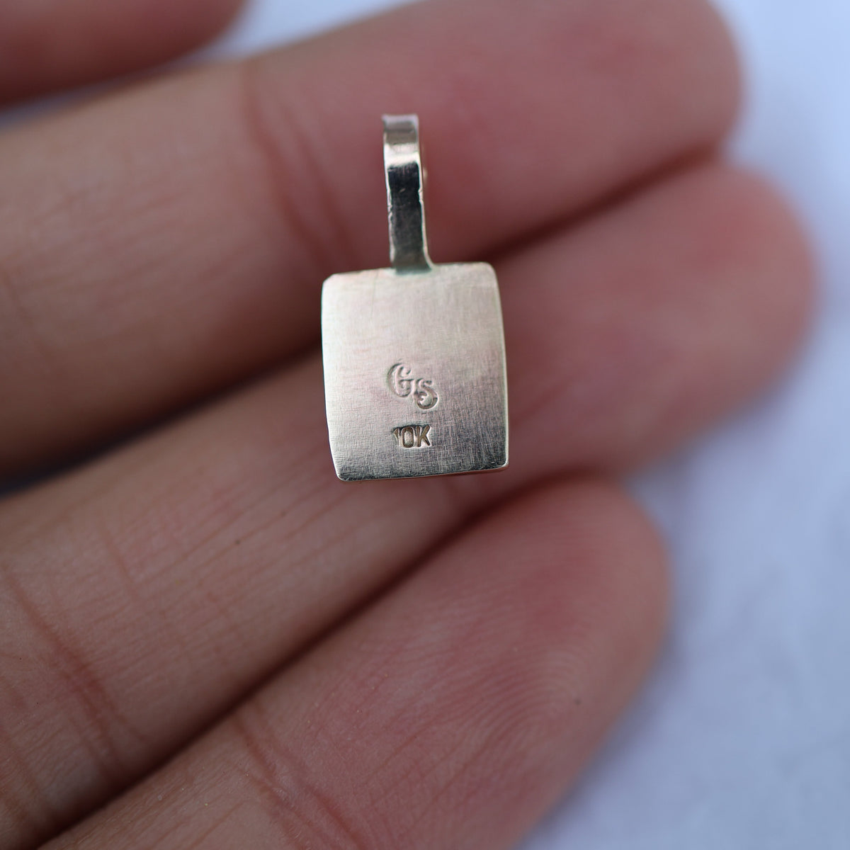 Oval Sugarcube Charm no. 2 - rainbow moonstone and 10k gold