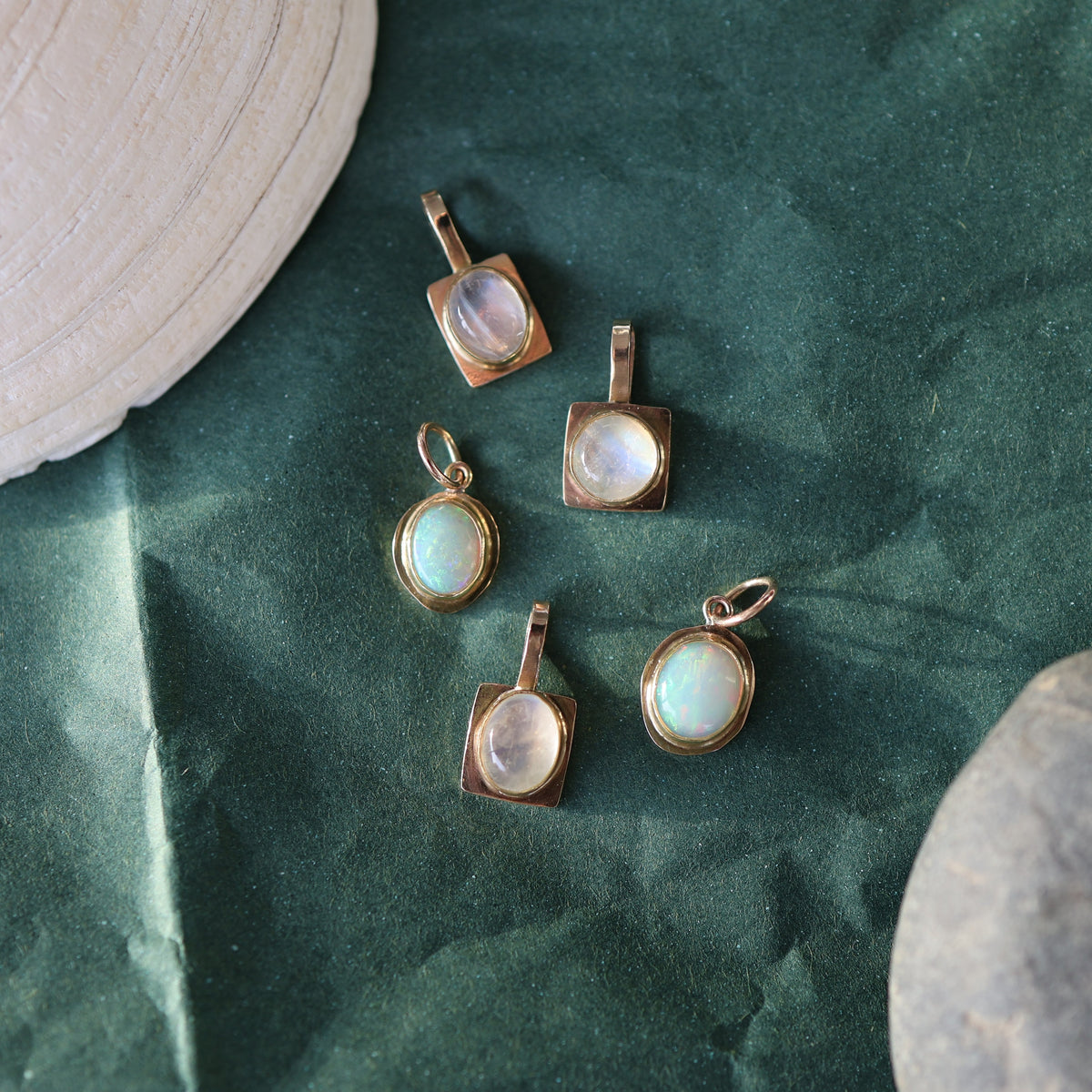 Trace Charm - Australian opal & 10k gold