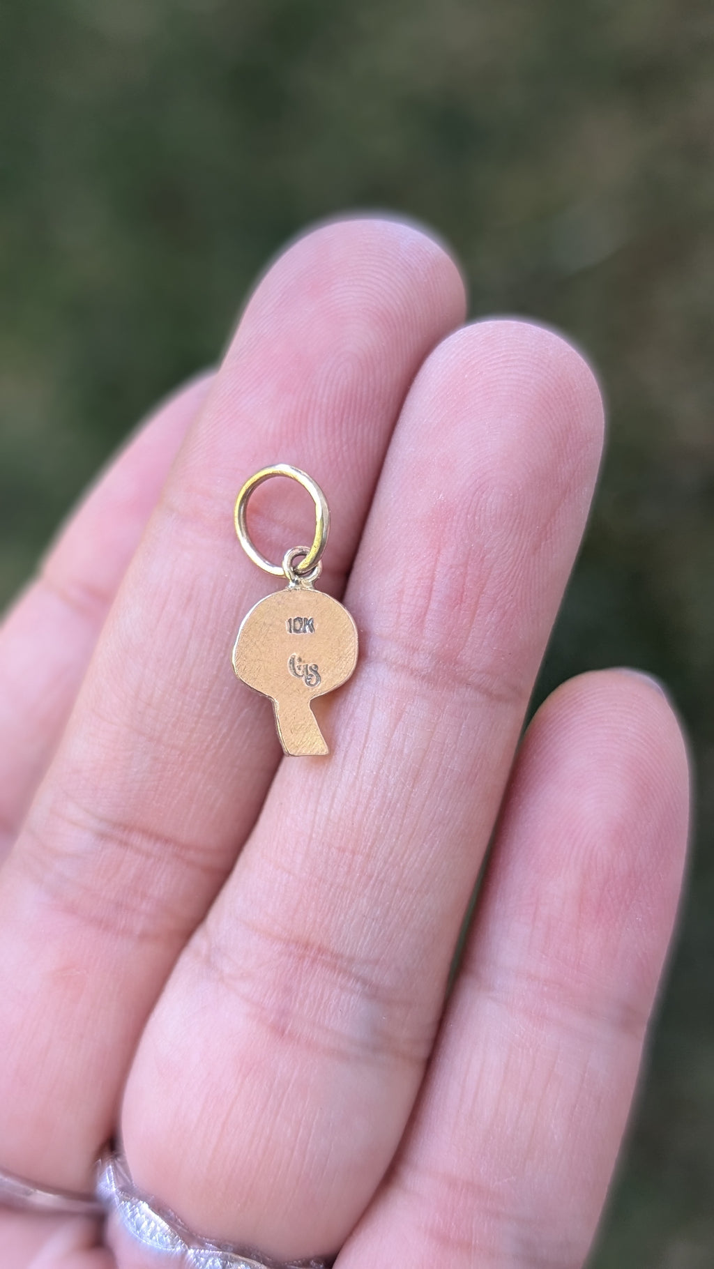 Mushroom Charm - 10k Gold & Pink Spinel
