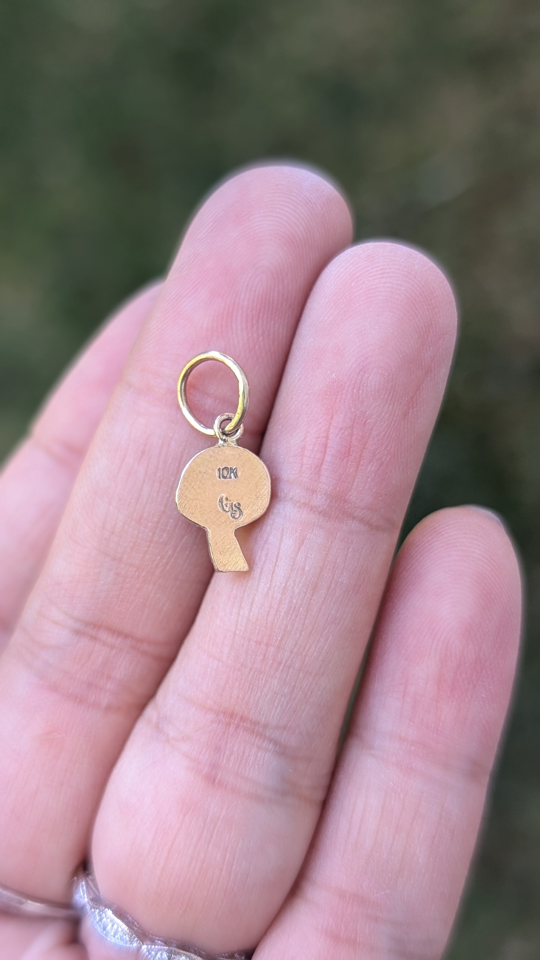 Mushroom Charm - 10k Gold & Pink Spinel