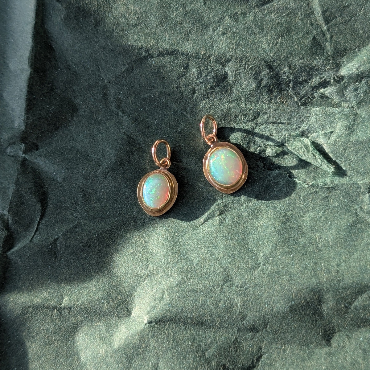 Trace Charm - Ethiopian opal & 10k gold