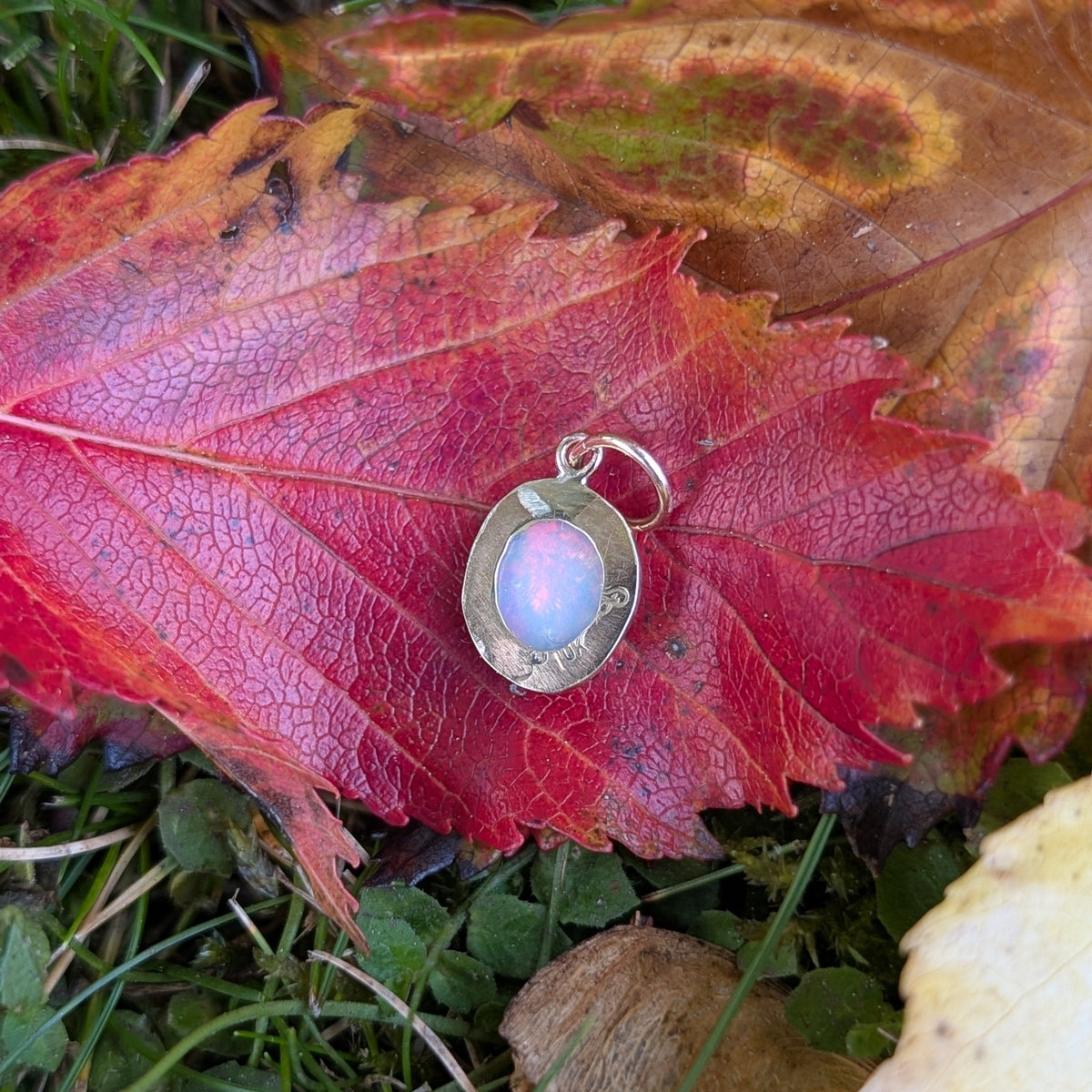 Trace Charm - Ethiopian opal & 10k gold