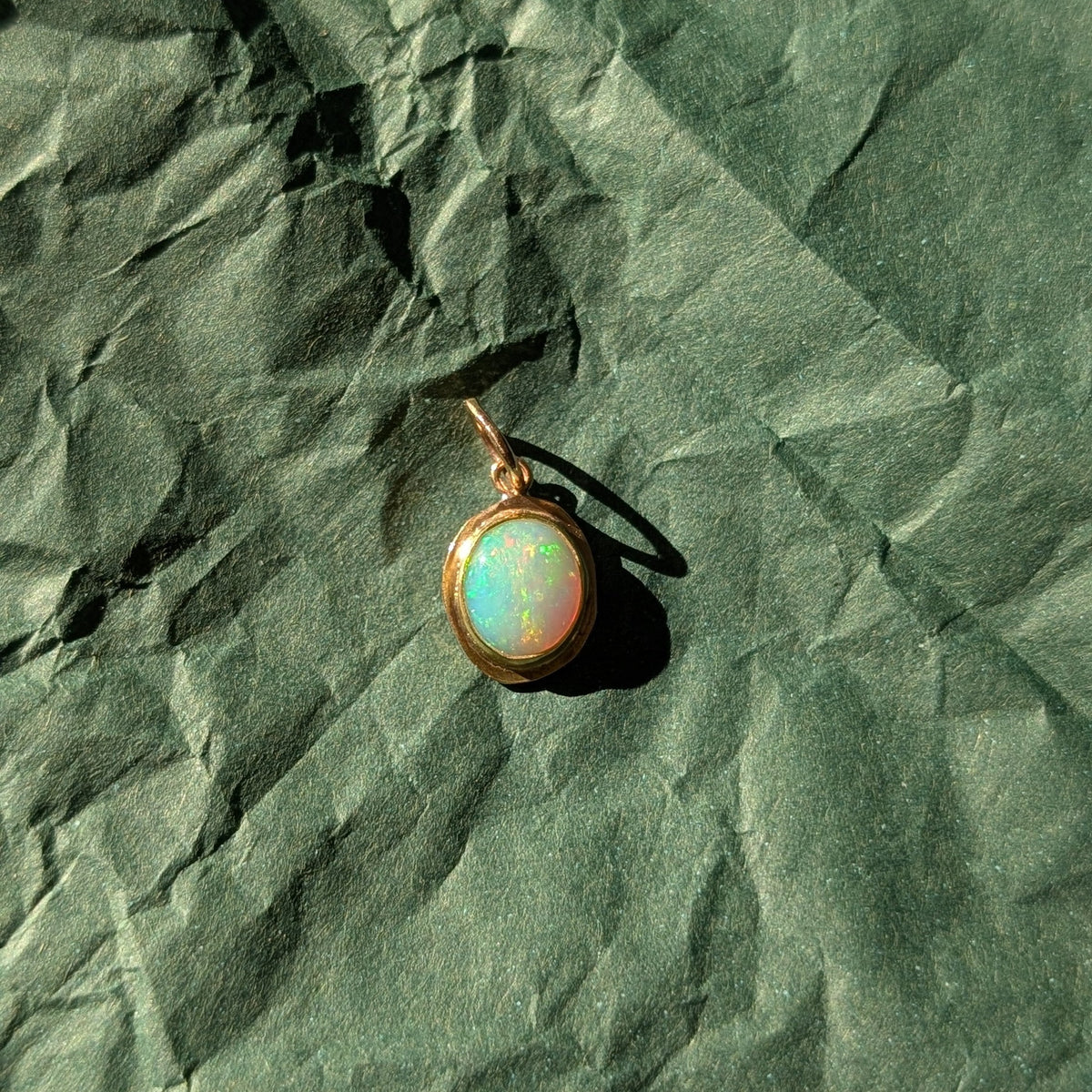 Trace Charm - Ethiopian opal & 10k gold