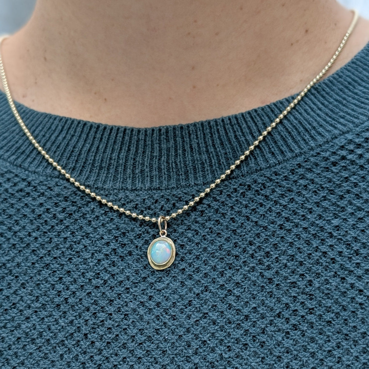 Trace Charm - Ethiopian opal & 10k gold