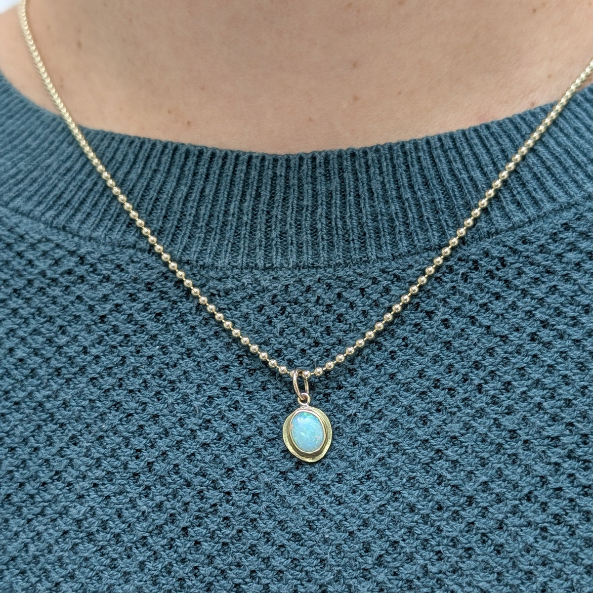 Trace Charm - Australian opal & 10k gold