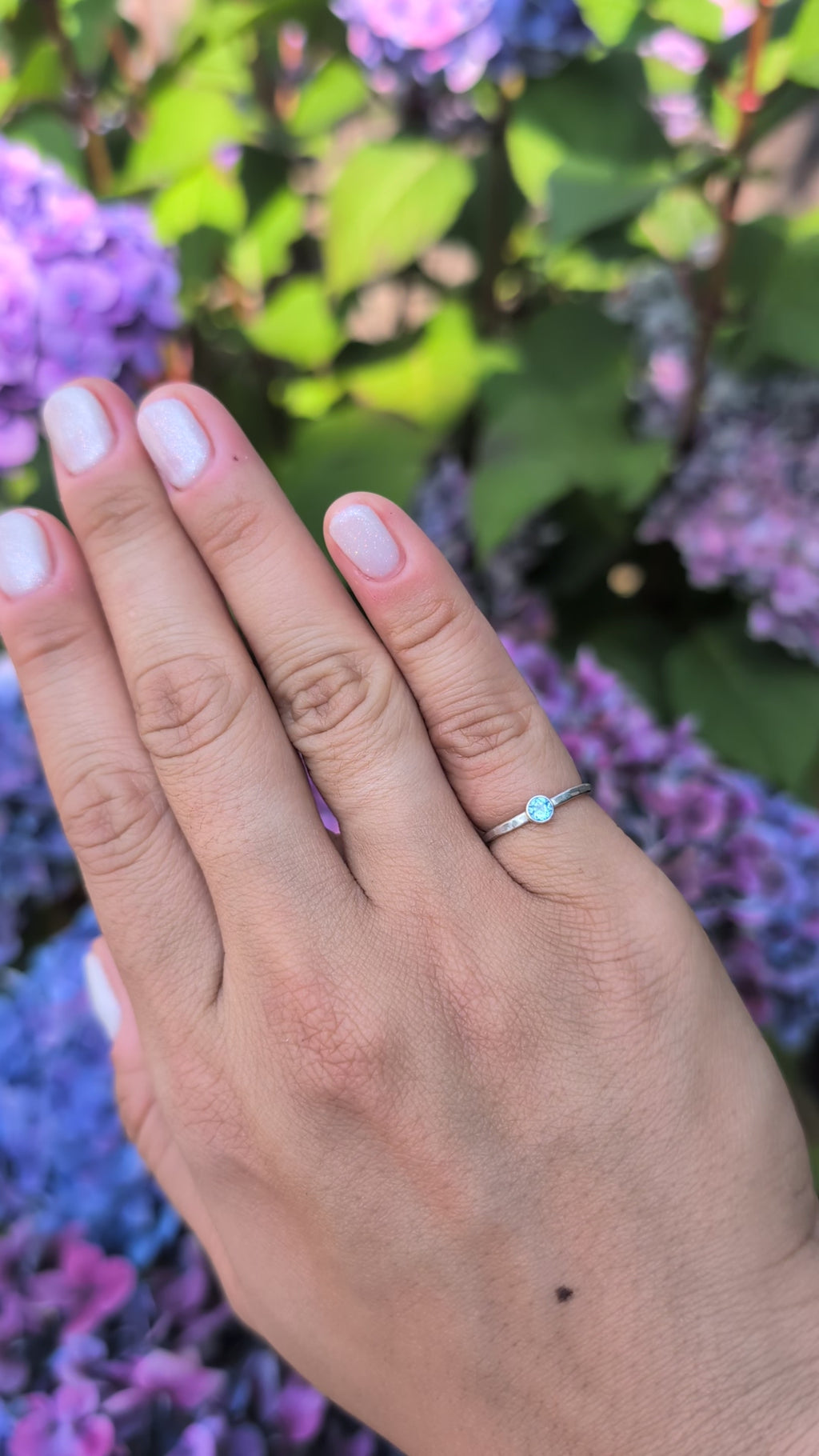 Delicate Pinky Ring - Blue Topaz & Sterling Silver
