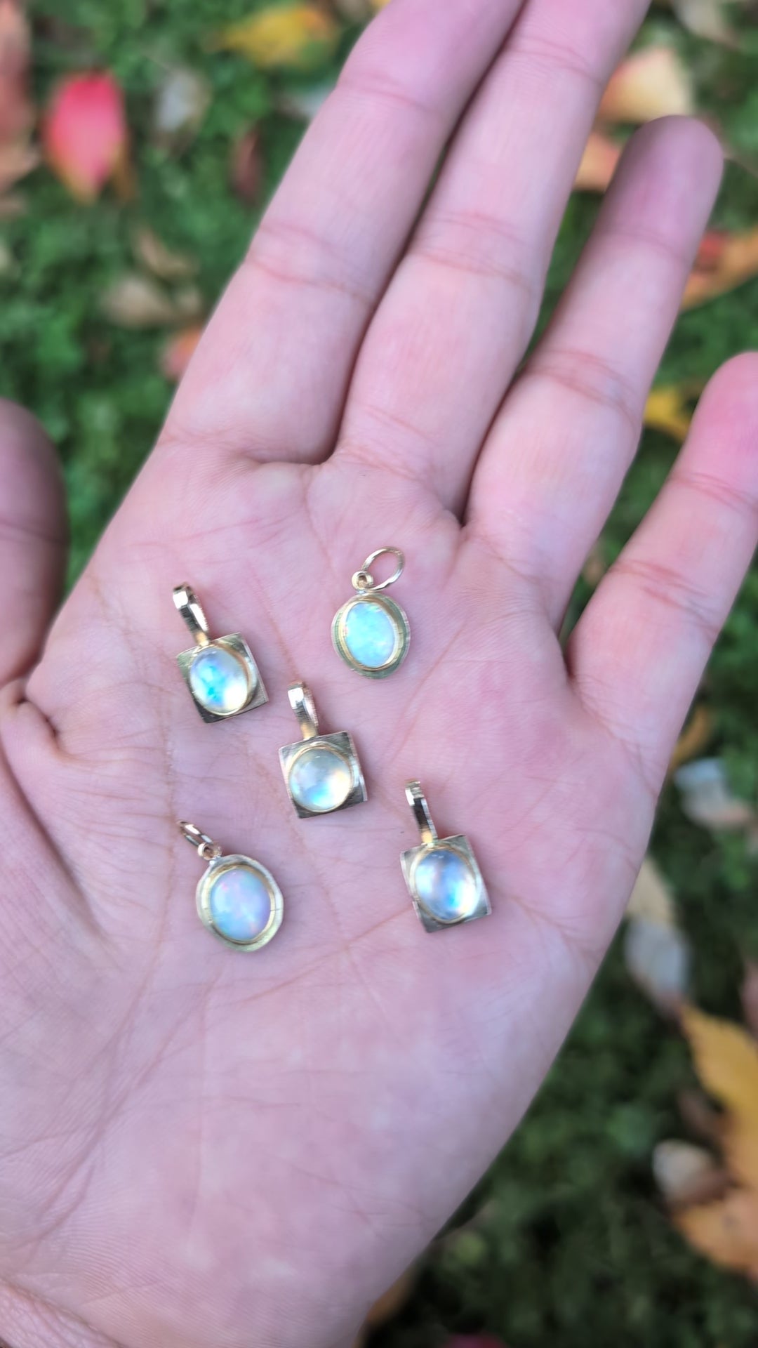 Trace Charm - Australian opal & 10k gold