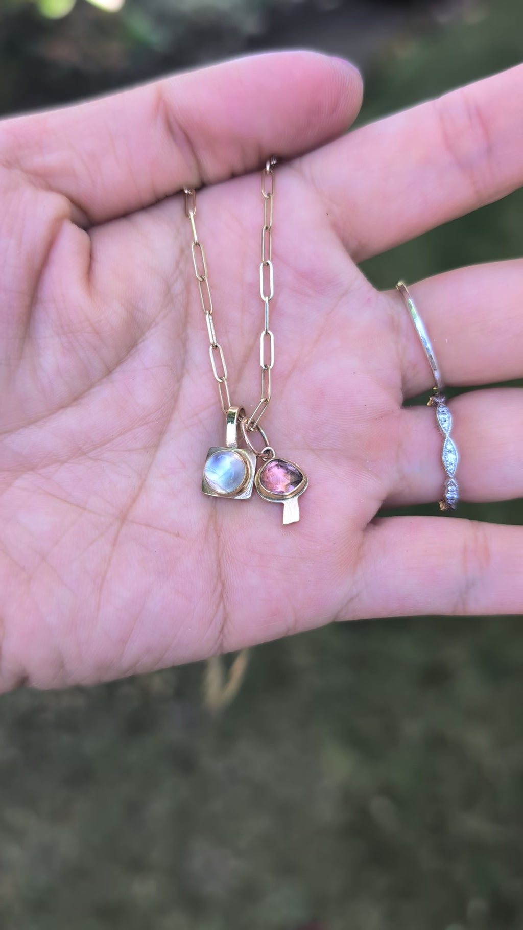 Mushroom Charm - 10k Gold & Pink Spinel