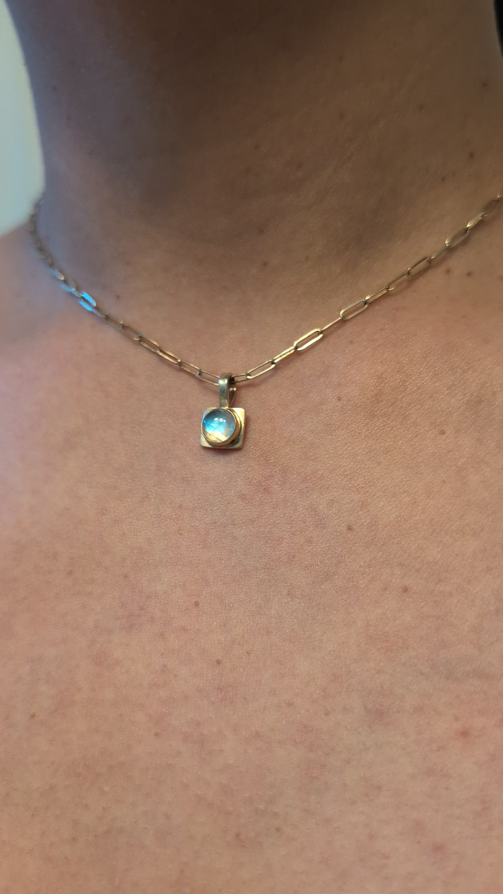 Sugarcube Charm - Moonstone and 10k gold