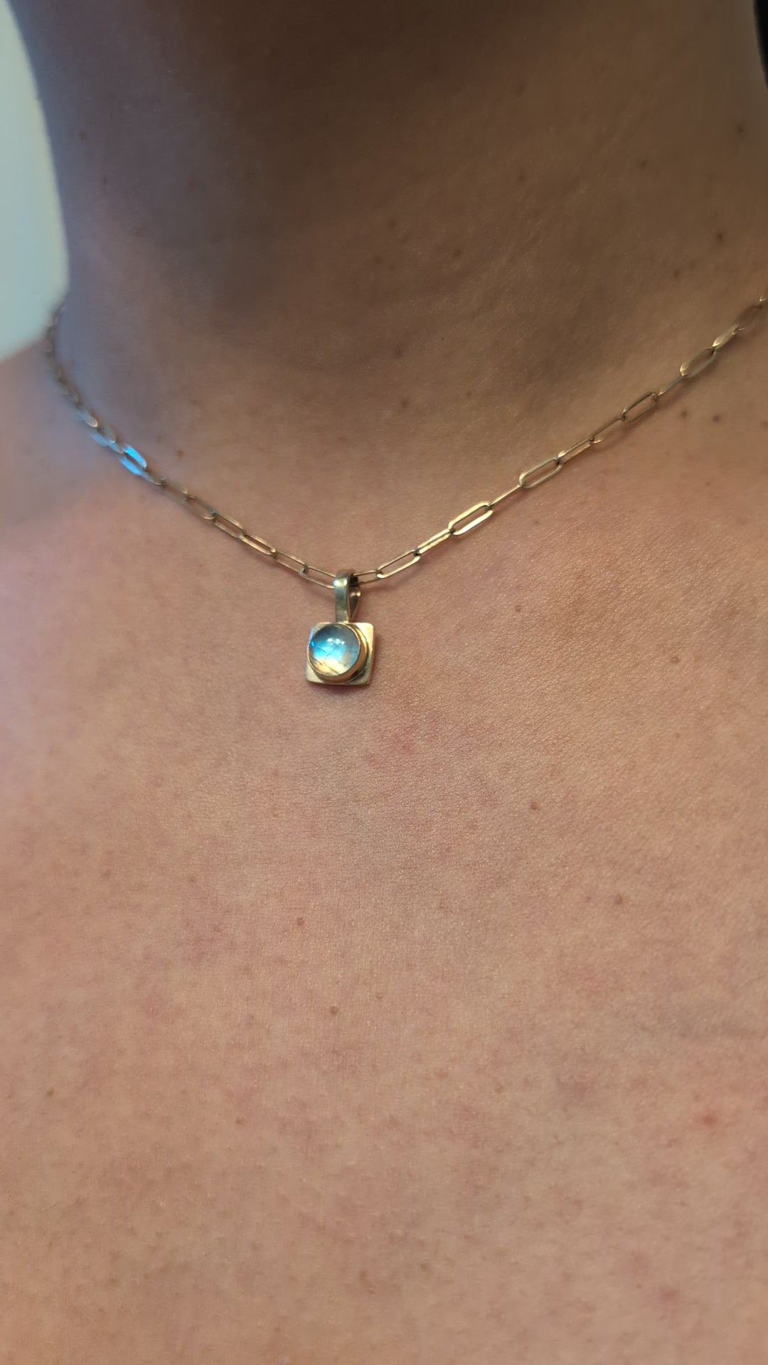 Sugarcube Charm - Moonstone and 10k gold